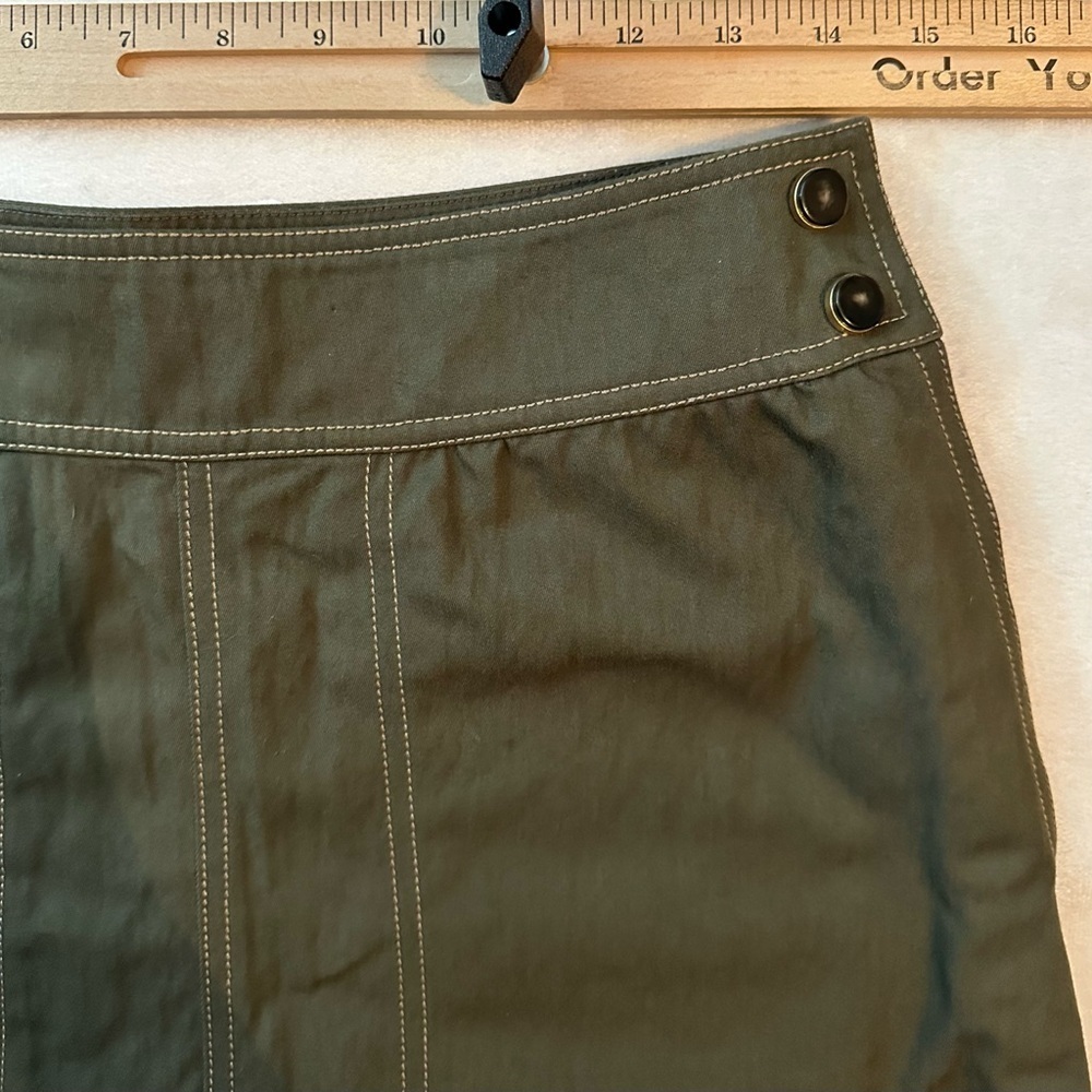 Vanessa Seward Midi Knee Length Cargo A-line Skirt Army Green US 6 - Picture 6 of 11